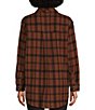 Color:Tobacco - Image 2 - Plaid Print Point Collar Long Sleeve Front Zipper Placket Knit Shirt