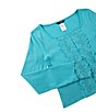 Color:Aqua - Image 3 - Big Girls 7-16 Long-Sleeve Knit Lace Top