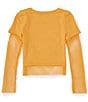 Color:Gold - Image 2 - Big Girls 7-16 Mesh Long Sleeve Layered Pop Art Top