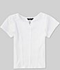 Color:White - Image 1 - Big Girls 7-16 Short-Sleeve Rib-Knit Top