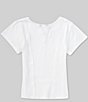 Color:White - Image 2 - Big Girls 7-16 Short-Sleeve Rib-Knit Top