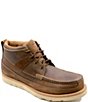 Color:Brown - Image 1 - Men's Work 4#double; Steel Toe Leather Wedge Sole Boot
