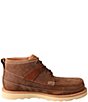 Color:Brown - Image 2 - Men's Work 4#double; Steel Toe Leather Wedge Sole Boot