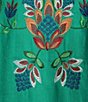 Color:Parakeet - Image 4 - Niki Linen Split V-Neck Tassel Tie 3/4 Sleeve Embroidered Dress