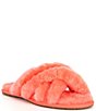 Color:Vibrant Coral/Pink Lotus - Image 1 - Scuffita Criss-Cross Fur Slippers
