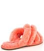 Color:Vibrant Coral/Pink Lotus - Image 2 - Scuffita Criss-Cross Fur Slippers
