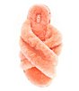 Color:Vibrant Coral/Pink Lotus - Image 5 - Scuffita Criss-Cross Fur Slippers