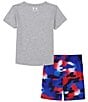 Color:Mod Grey Heather/Freedom Flag Camouflage/White - Image 2 - Baby Boys 12-24 Months Short Sleeve Camo Freedom Flag Jersey T-Shirt & Camouflage Printed Speed Tech Shorts Set