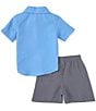 Color:Carolina Blue/Titan Gray/Mod Gray - Image 3 - Baby Boys 12-24 Months Short Sleeve Patch-Pocket Woven Shirt & Woven Shorts Set