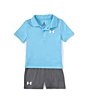 Color:Sky Blue - Image 3 - Baby Boys 12-24 Months Short Sleeve Polo Tee & Shorts Set