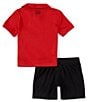 Color:Red - Image 3 - Baby Boys 12-24 Months Short Sleeve Polo Tee & Shorts Set