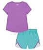 Color:Provence Purple - Image 2 - Baby Girls 12-24 Months Short Sleeve Always Awesome T-Shirt and Shorts Set
