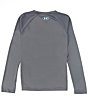Color:Pitch Gray/Neo Turquoise - Image 2 - Big Boys 8-20 Long Sleeve Tech Hybrid Fill T-Shirt