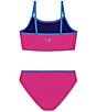 Color:Rebel Pink/Nova Orange/Viral Blue/Cobalt Legacy - Image 2 - Big Girls 7-16 Colorblock Bikini Top & Matching Hipster Bottom Two-Piece Swimsuit