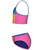 Color:Rebel Pink/Nova Orange/Viral Blue/Cobalt Legacy - Image 3 - Big Girls 7-16 Colorblock Bikini Top & Matching Hipster Bottom Two-Piece Swimsuit
