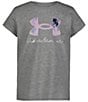 Color:Mod Grey Heather/Burst Dye/Iridescent Foil - Image 1 - Big Girls 7-16 Short Sleeve Burst Dye Logo T-Shirt