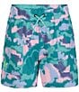 Color:Radial Turquoise Dissolve Camouflage - Image 1 - Big Girls 7-16 UA Camo Base Shorts