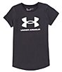 Color:Black - Image 1 - Big Girls 7-16 UA Sport Style Logo Short Sleeve T-Shirt