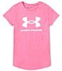 Color:Pink Edge - Image 1 - Big Girls 7-16 UA Sport Style Logo Short Sleeve T-Shirt