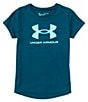 Color:Hydro Teal - Image 1 - Big Girls 7-16 UA Sport Style Logo Short Sleeve T-Shirt
