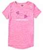 Color:Pink Edge - Image 1 - Big Girls 7-16 UA Tech Twist Logo Short Sleeve T-Shirt