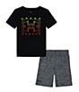 Color:Black - Image 1 - Little Boys 2T-7 Short Sleeve Hyperdrive Logo T-Shirt & Shorts Set
