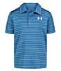 Color:Viral Blue - Image 1 - Little Boys 2T-7 Short Sleeve Match Play Stripe Polo Shirt
