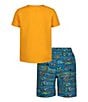 Color:Nova Orange - Image 2 - Little Boys 2T-7 Short Sleeve Shark Printed T-Shirt and Swim Shorts Set