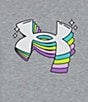 Color:Mod Gray Heather/Radial Turquoise/White/Purple Ace - Image 2 - Little Girls 2T-6X Short Sleeve Repeating Icon Logo T-Shirt & Solid Shorts Set