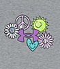 Color:Mod Grey Heather/Provence Purple/White - Image 2 - Little Girls 2T-6X Sleeveless Peace Sign Tank Top & Solid Shorts Set
