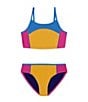 Color:Rebel Pink/Nova Orange/Viral Blue/Cobalt Legacy - Image 1 - Little Girls 4-6X Colorblock Bikini Top & Matching Hipster Bottom Two-Piece Swimsuit