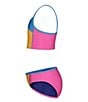 Color:Rebel Pink/Nova Orange/Viral Blue/Cobalt Legacy - Image 3 - Little Girls 4-6X Colorblock Bikini Top & Matching Hipster Bottom Two-Piece Swimsuit