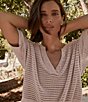 Color:Egret - Image 6 - Callie Knit Boxy Split V-Neck Short Sleeve Top