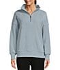 Color:Ashley blue - Image 1 - Rhea Relaxed Stand Collar Long Sleeve Drop Shoulder Quarter Zip Pullover