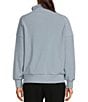 Color:Ashley blue - Image 2 - Rhea Relaxed Stand Collar Long Sleeve Drop Shoulder Quarter Zip Pullover
