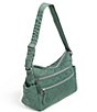 Color:Olive Leaf - Image 3 - Triple Zip Shoulder Bag