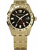 Color:IP Yellow Gold - Image 1 - Men's GMT Quartz Analog Gold Stainless Steel Bracelet Watch