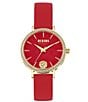 Color:Red - Image 1 - Versus Versace Women's Mar Vista Crystal Analog Red Leather Strap Watch