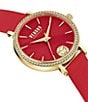 Color:Red - Image 3 - Versus Versace Women's Mar Vista Crystal Analog Red Leather Strap Watch