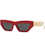 Color:Red - Image 1 - Women's Cat Eye 90's Logo Sunglasses