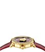 Color:IP Yellow Gold - Image 2 - Women's Medusa Deco Quartz Analog Red Leather Strap Watch