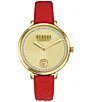 Color:Red - Image 1 - Versus By Versace Women's La Villette Crystal Analog Red Leather Watch