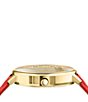 Color:Red - Image 3 - Versus By Versace Women's La Villette Crystal Analog Red Leather Watch