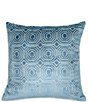 Color:Blue - Image 2 - Villa By Noble Excellence Blue Octagon Velvet Textured Square Pillow
