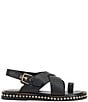 Color:Black - Image 2 - Ciela Leather Toe Ring Flat Sandals