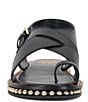 Color:Black - Image 5 - Ciela Leather Toe Ring Flat Sandals