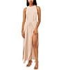 Color:Taupe - Image 1 - Crew Neck Sleeveless Tie Front Maxi Dress