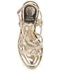 Color:Light Gold - Image 6 - Delyna Metallic Leather Strappy Platform Wedge Sandals