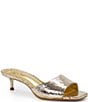 Color:Gold - Image 1 - Faiza Metallic Cracked Leather Kitten Heel Sandals