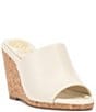 Color:Creamy White - Image 1 - Fayla Leather Cork Wedge Sandals